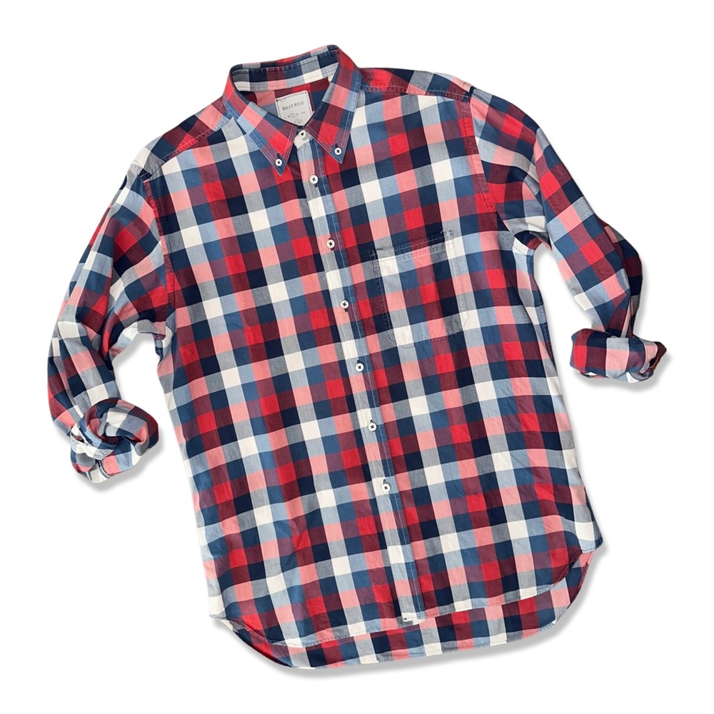 Billy Reid Buffalo Check Oxford Shirt Made in Italy - Picture 2 of 13